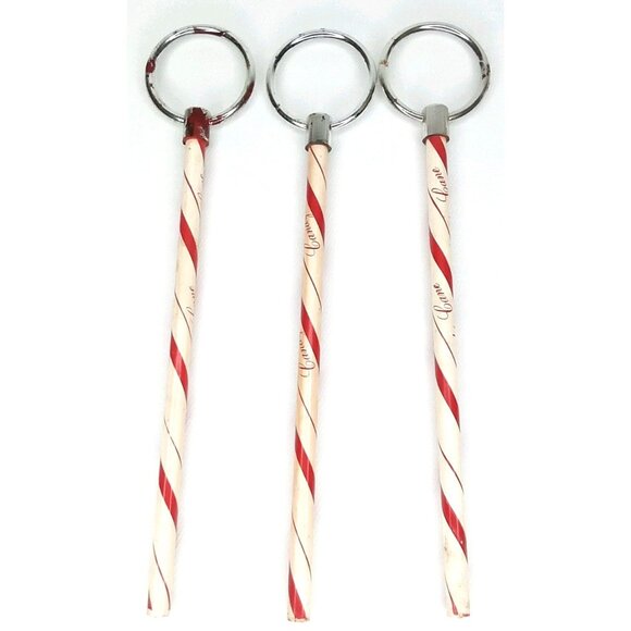 MCM Christmas Candy Cane Pencil Set Of 3 Unused Red & White Made In USA 1950s - Picture 1 of 7